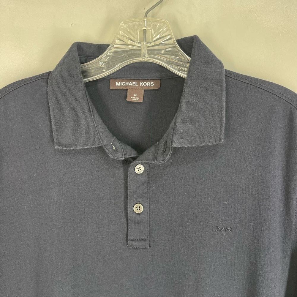 Michael Kors Mens Medium Pima Cotton Polo Shirt Blue Short Sleeve Pullover M - Picture 2 of 7